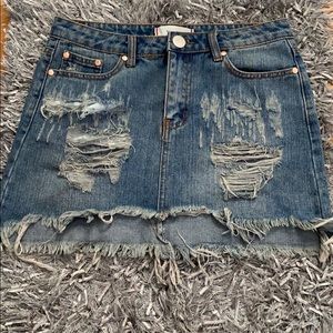 Distress Denim Skirt